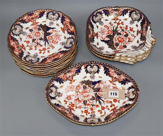 A Royal Crown Derby Imari pattern part dessert service (13 pieces)